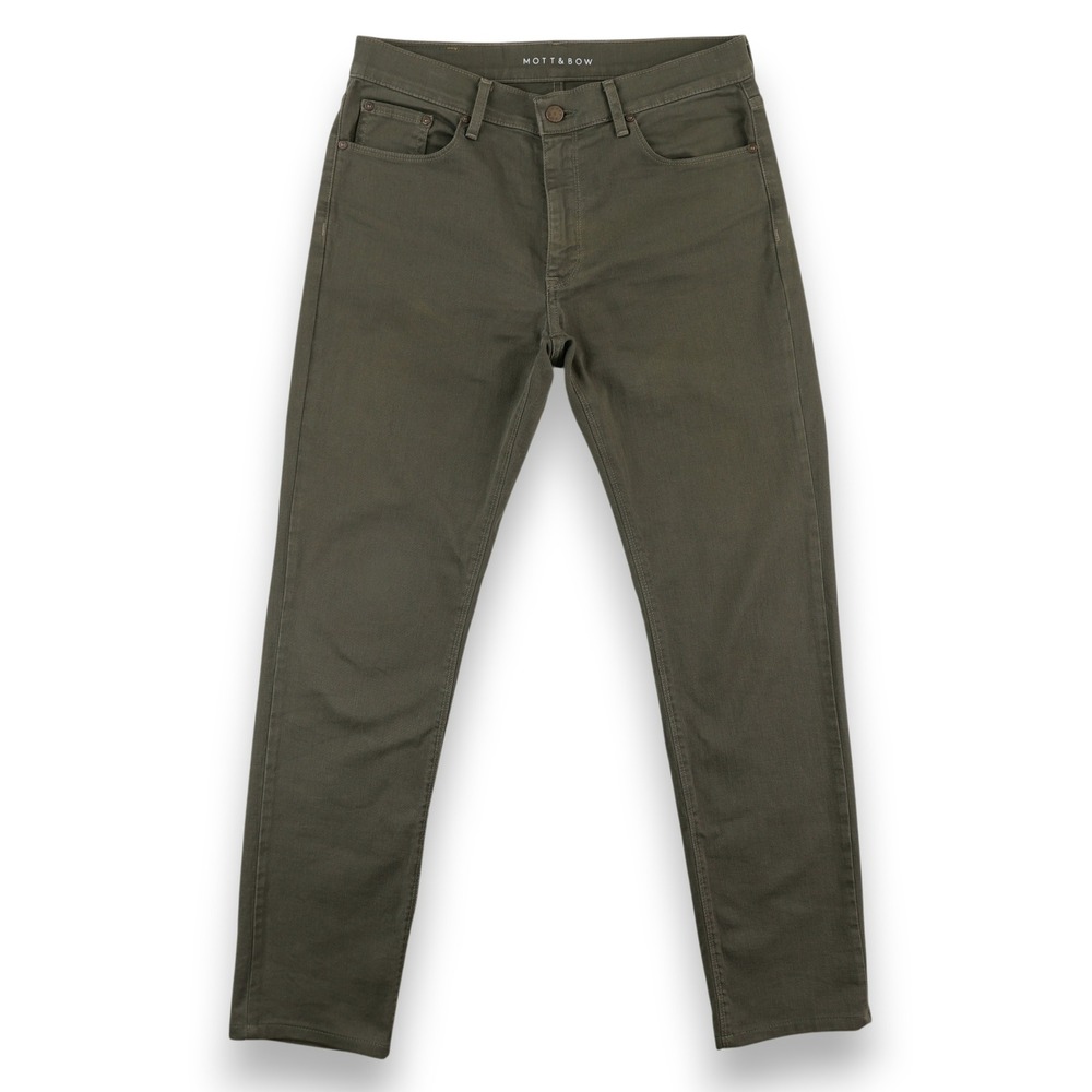 Mott & Bow Slim Fit Jeans Mens 32x32 Olive Green Twill Stretch Pants